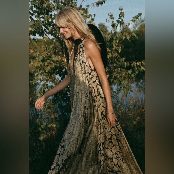 NWT Mes Demoiselles Rose Sama Floral Jacquard Halter Maxi Dress - Picture 5 of 8